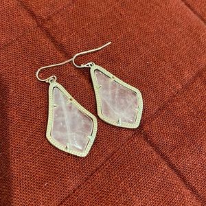 Kendra Scott dangle earrings - light pink stone in gold setting